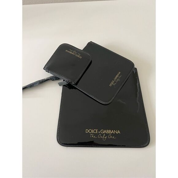 NWT Dolce Gabbana Women's Patent The Only One Beauty Cosmetic 3-Pouch Set Black - Picture 6 of 7